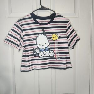 Sanrio Red and Black Crop Top with Playful Cartoon Design